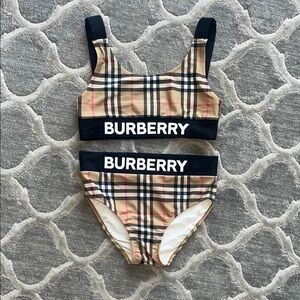Burberry Beige and Black Plaid Swimwear